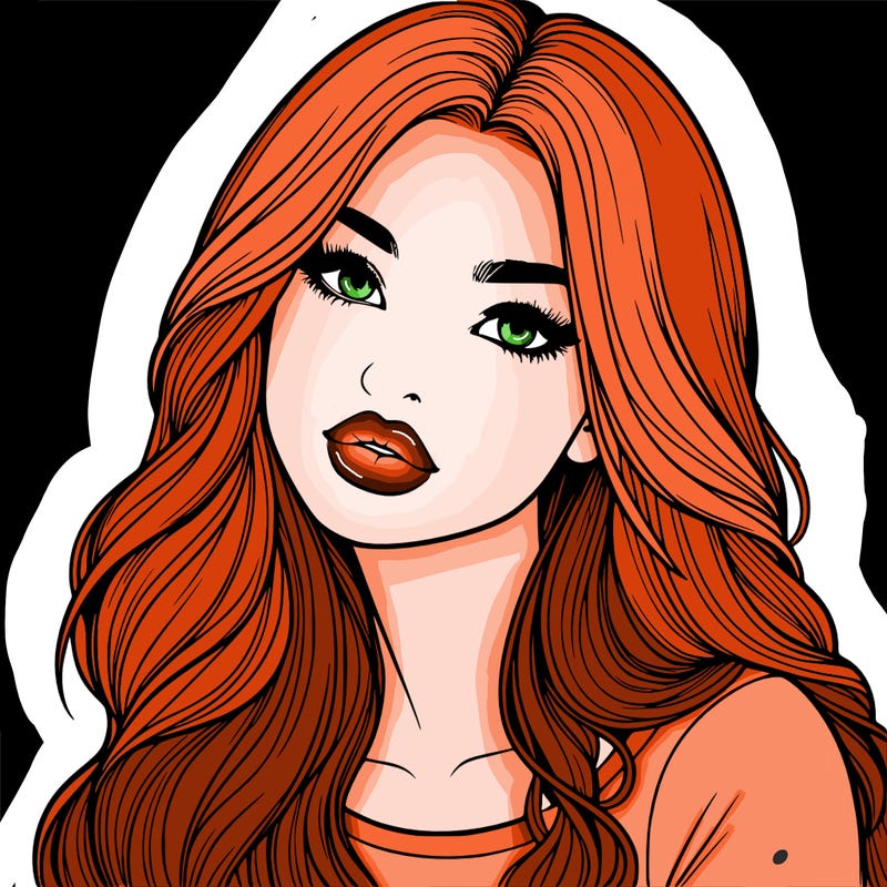 realistic girl with hair on her hair and lips