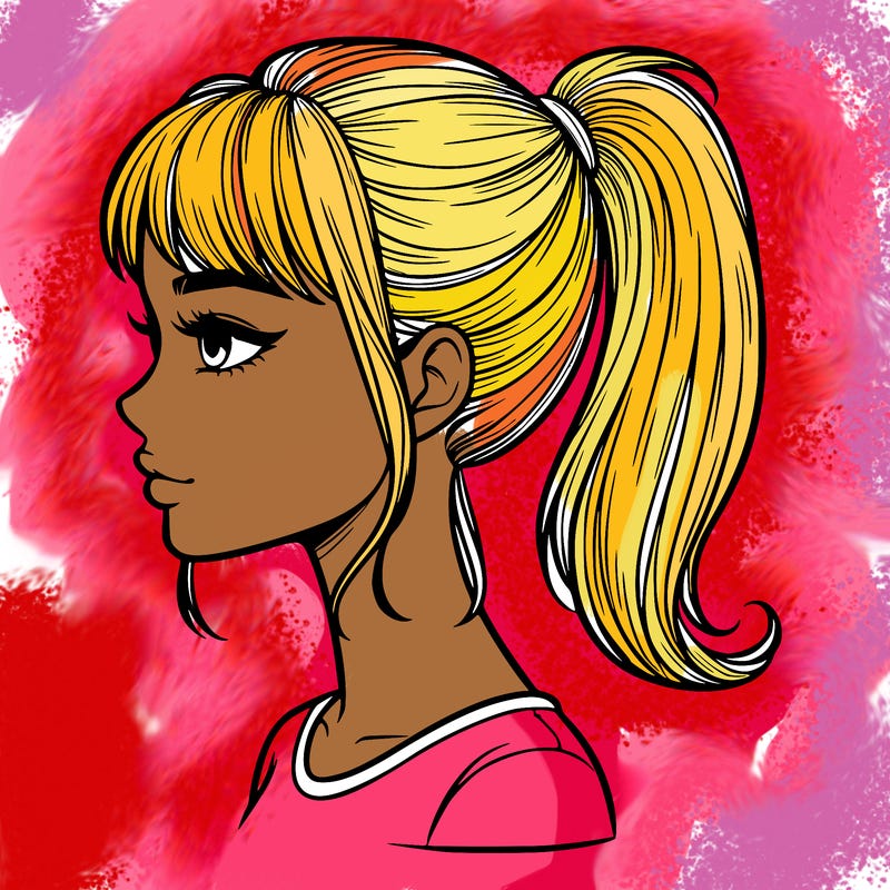 realistic woman with a pony tail hair style