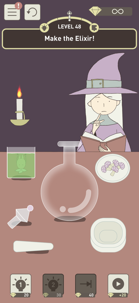 IQ Dungeon 2: Inherited Light - A brain teaser level in IQ Dungeon 2 where the player must make an elixir with a witch character.