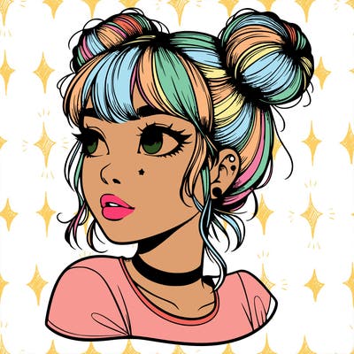 realistic girl with spacebuns