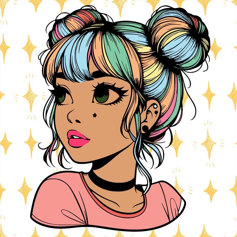 realistic girl with spacebuns