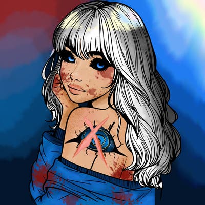 realistic girl with bangs looking over her shoulder