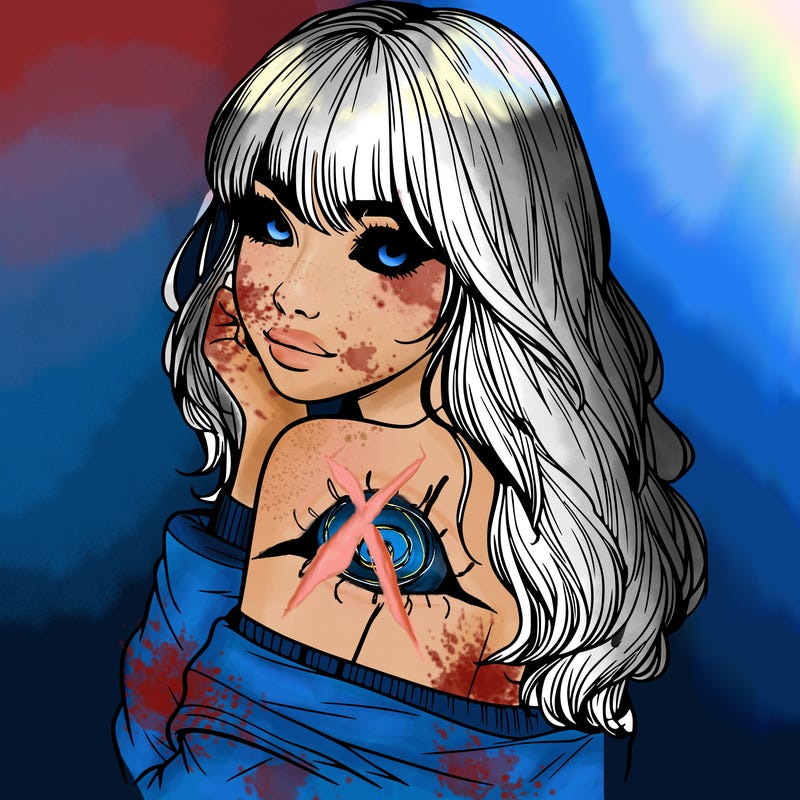 realistic girl with bangs looking over her shoulder