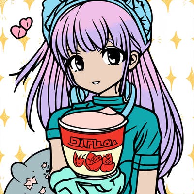 anime girl with boba