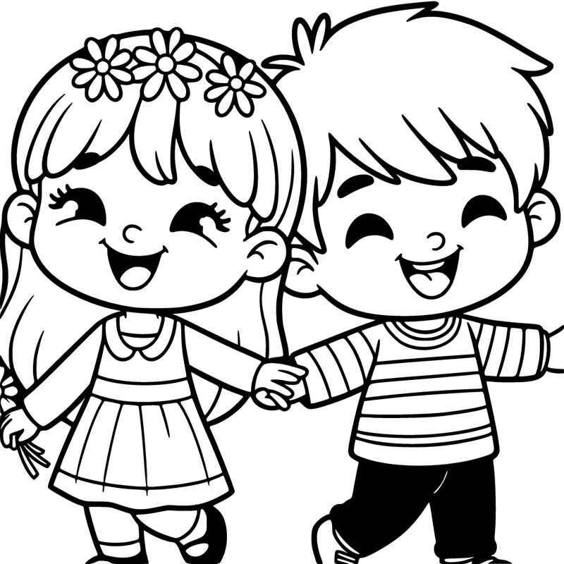 happy girl with a boy