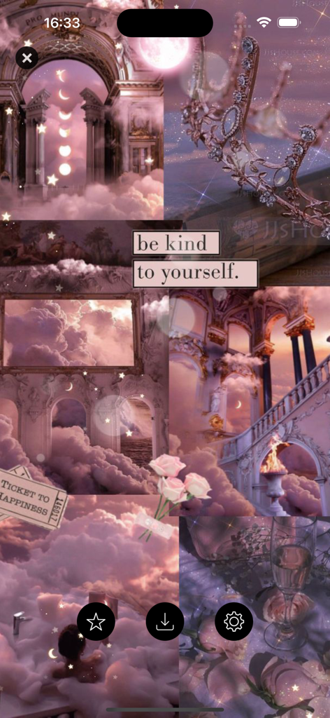 Preppy Cute Girly Wallpapers - Fondo de pantalla collage estético rosa con una corona, rosas y la cita sé amable contigo mismo