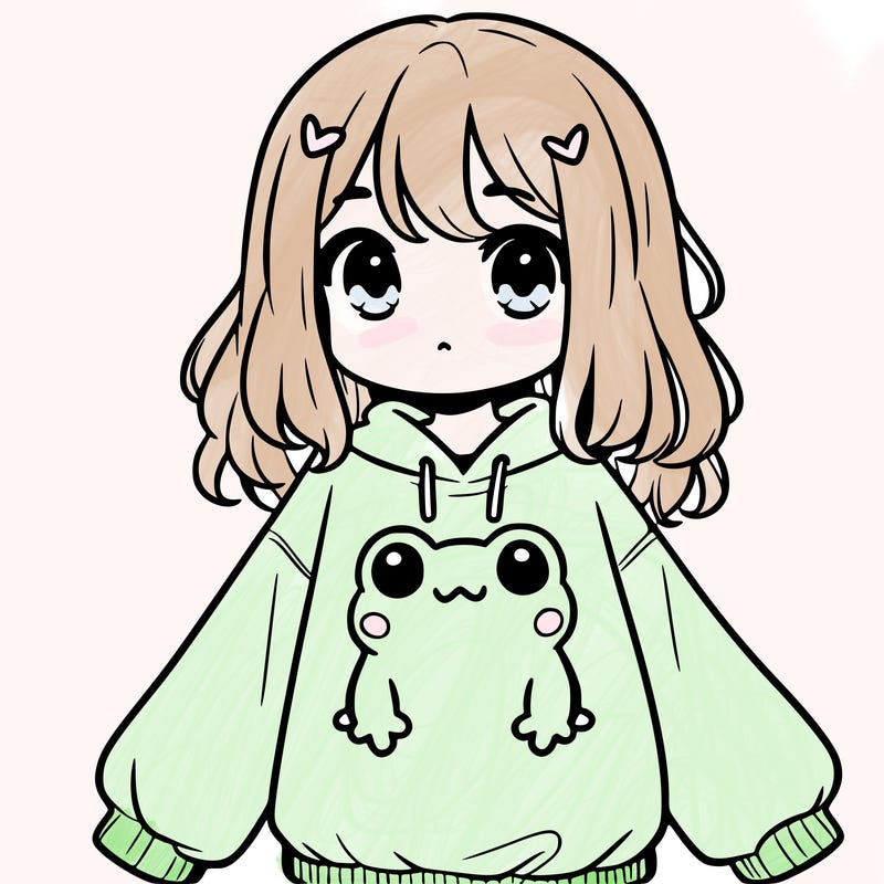 girl wearing frogging sweatshirt