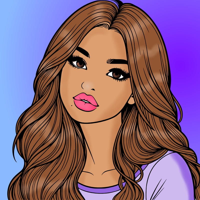 realistic girl with hair on her hair and lips