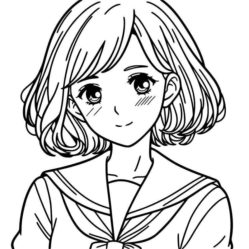 woman with medium-short hair wearing a high school uniform