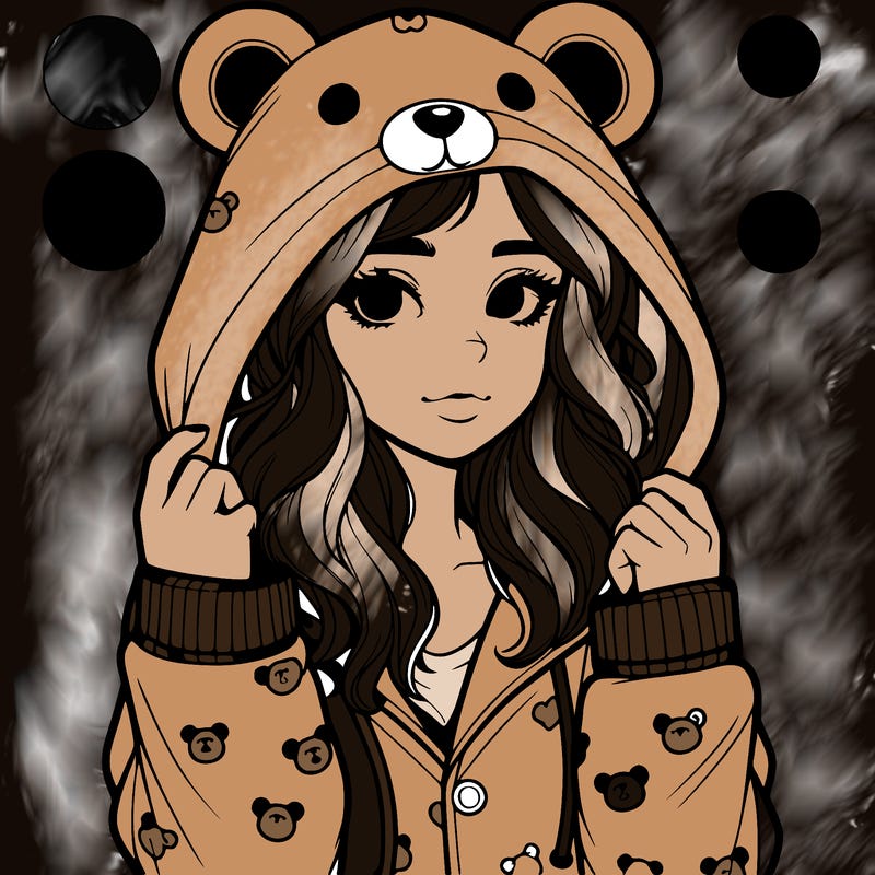 realistic girl in a animal pjs hoodie