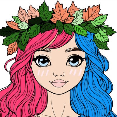 realistic girl with fall leaf crown