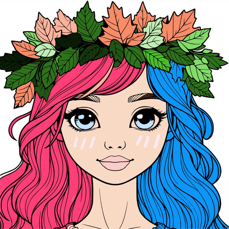 realistic girl with fall leaf crown