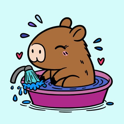 capybara taking a bath
