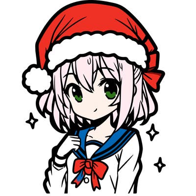 anime girl wearing a santa hat