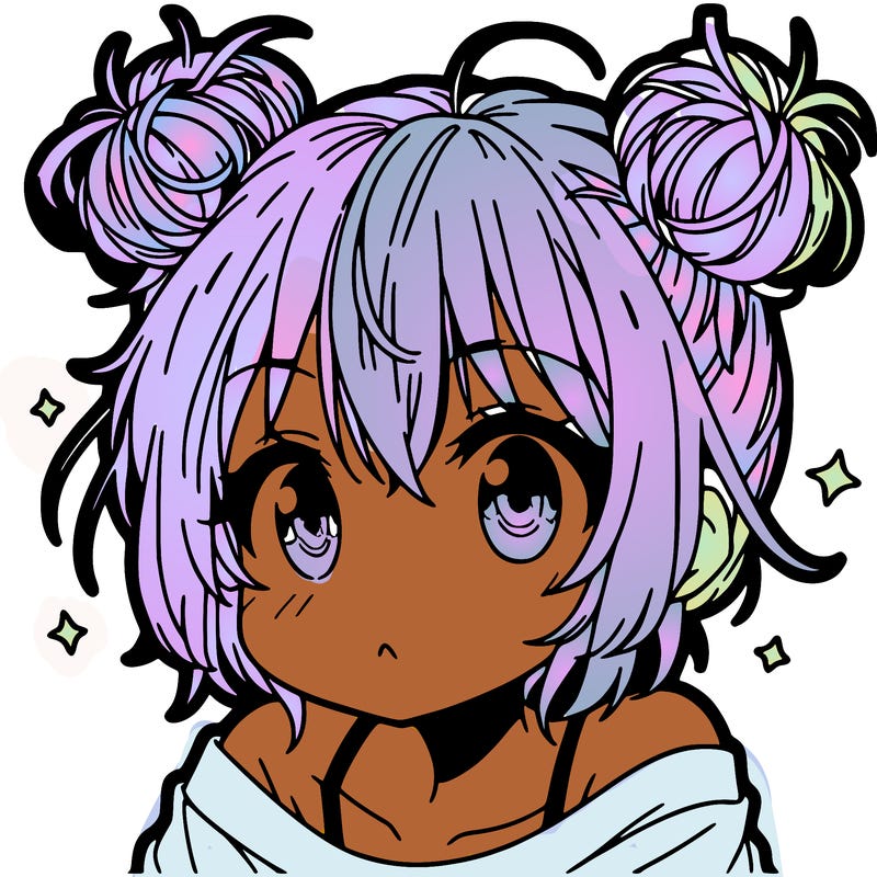 a manga girl with messy small buns