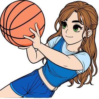 realistic girl playing basketball