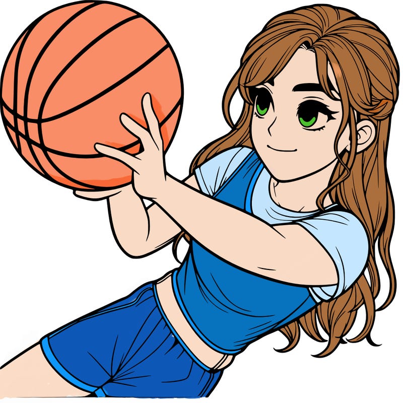 realistic girl playing basketball
