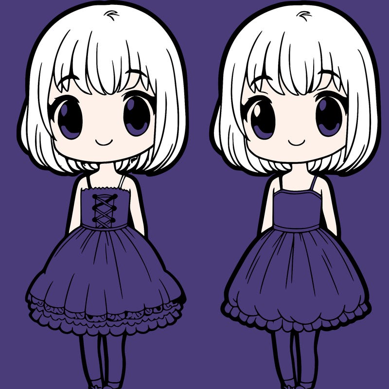 a girl with short medium hair and a short but cute and puffy dress