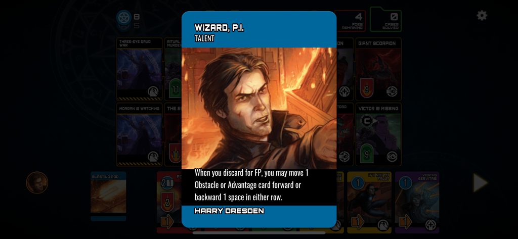 Dresden Files Co-op Card Game - Harry Dresden Wizard PI card in the Dresden Files Co-op Card Game