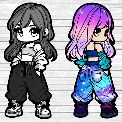 girl in crop top and baggy pants