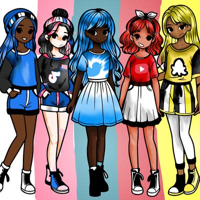 a group of five girls