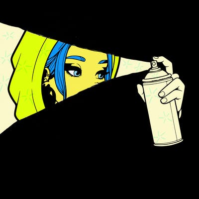 a realistic girl, spray painting