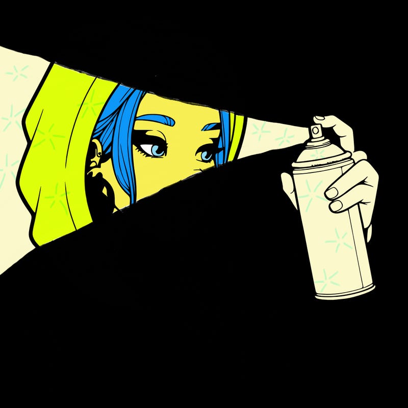 a realistic girl, spray painting