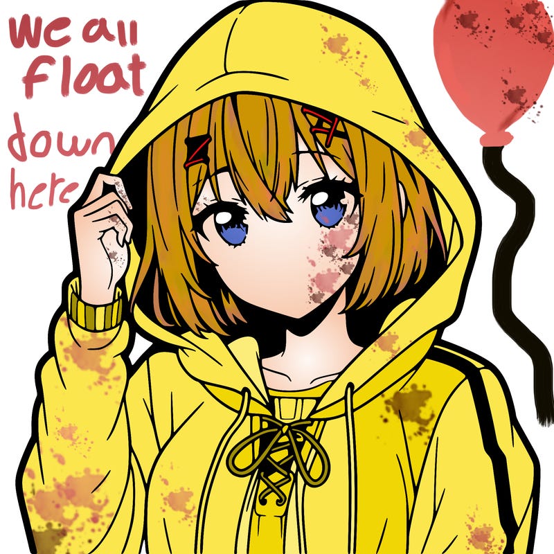 anime girl with hood on head short hair