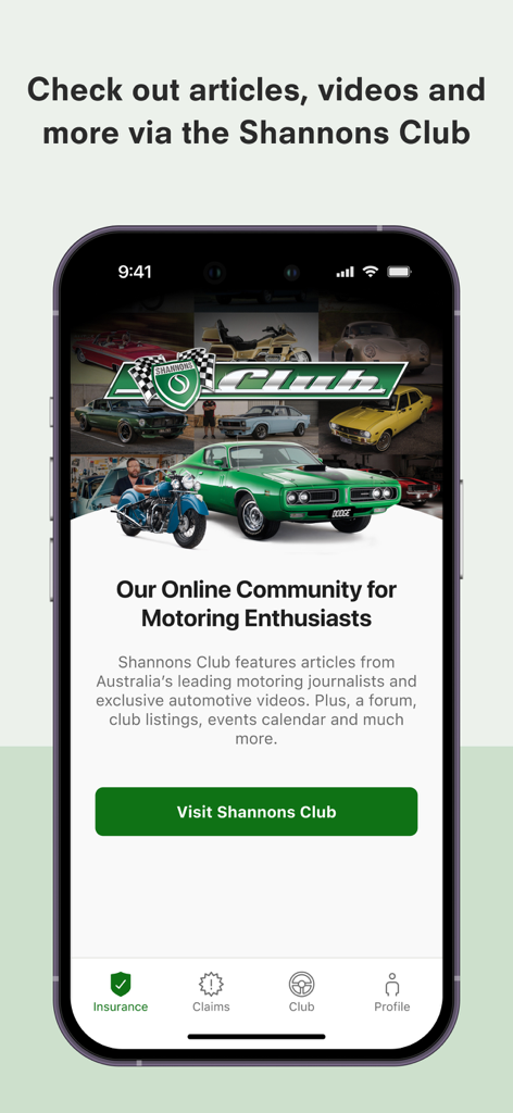 Shannons App - The Shannons Club community page for car and motorcycle enthusiasts in the app