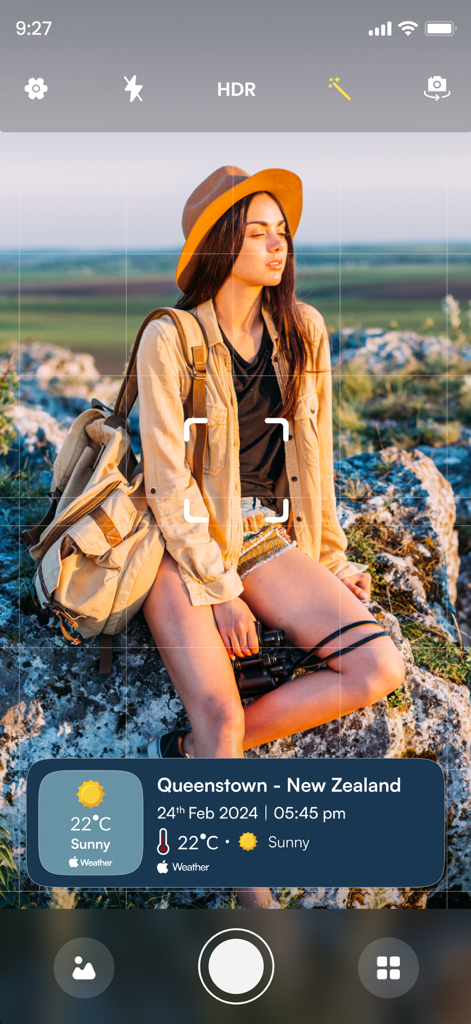 Timestamp Camera: GPS Stamp - Interface of Timestamp Camera app featuring a travel photo with location and date stamp overlay