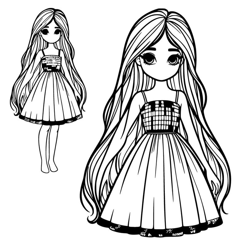 a realistic girl with long hair and a dress