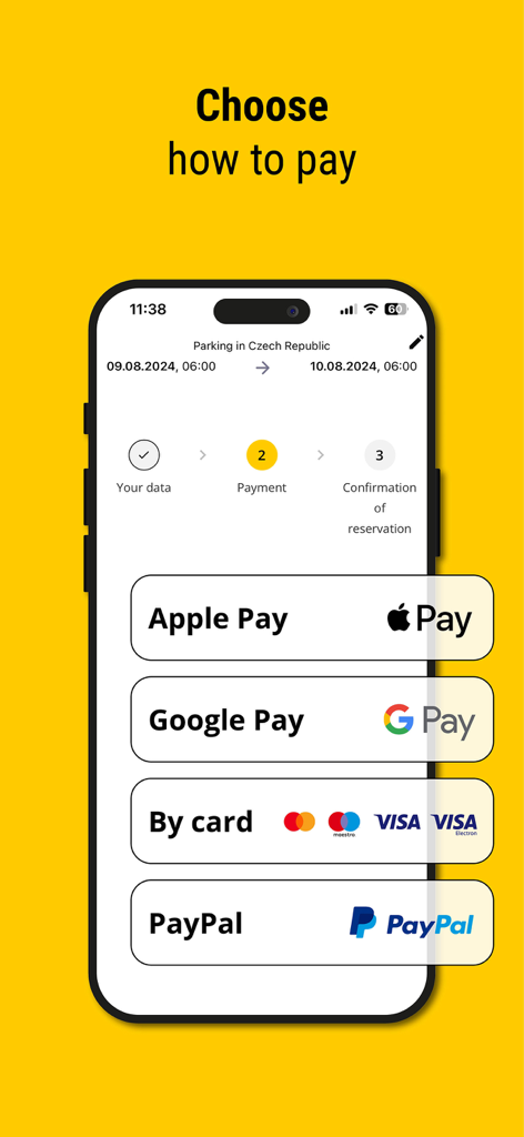 MR.PARKIT mobile app payment screen showing Apple Pay Google Pay and credit card options