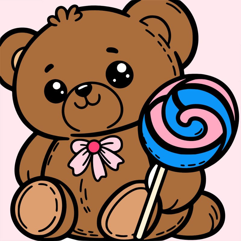 teddy bear with lollipop