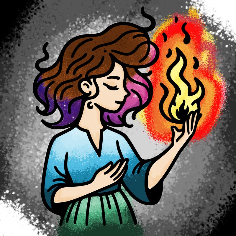 woman with fire