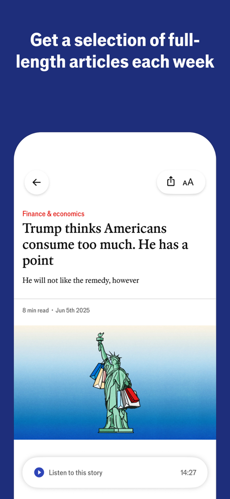 Espresso from The Economist - Full-length article view in the Espresso app with a listen to story audio feature.