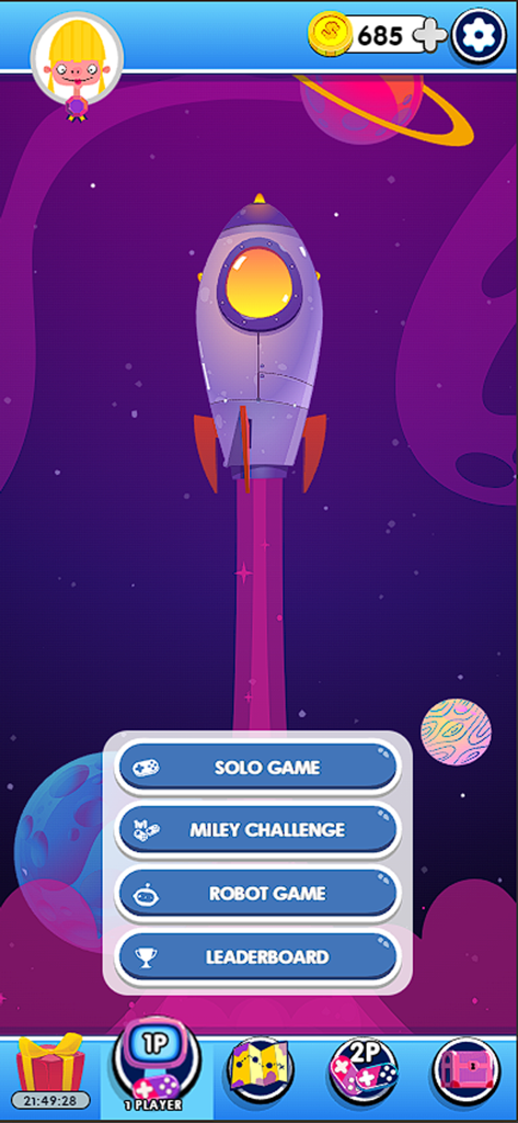 Worder: Elite 2026 Word Game - Schermata del menu principale del gioco di parole Worder Elite 2026 con un razzo spaziale e pulsanti per le modalità Gioco Singolo e Gioco Robot