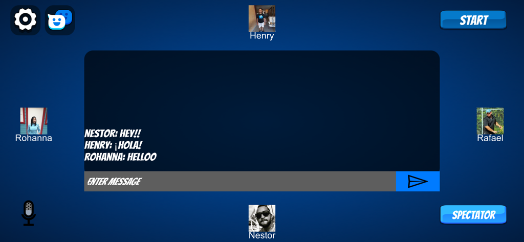 Dominoes Republic - Sala de espera de juego multijugador en Dominoes Republic mostrando avatares de jugadores y una interfaz de chat social