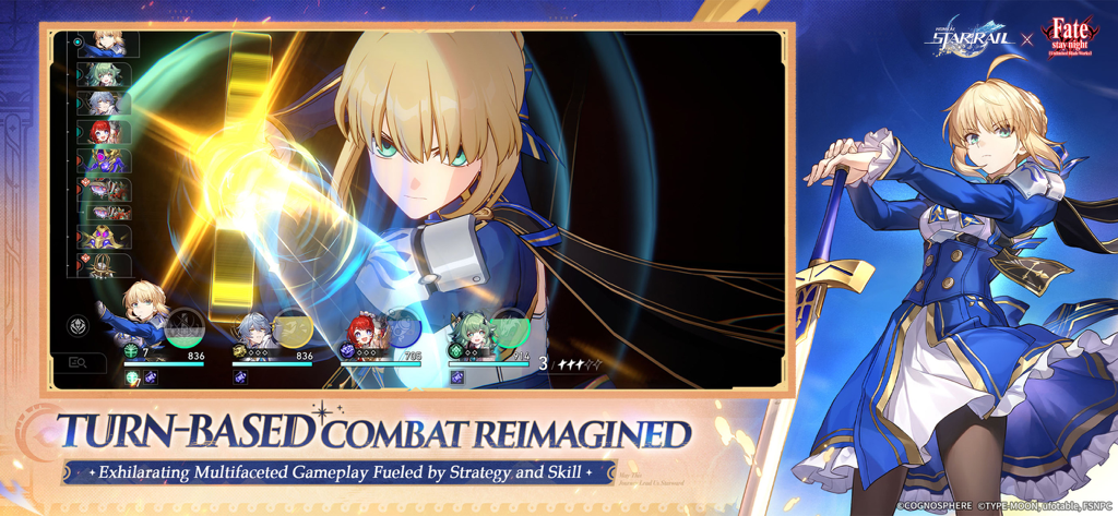 Honkai: Star Rail - 페이트 스테이 나이트 크로스오버의 세이버가 등장하는 붕괴: 스타레일 턴제 전투 게임플레이