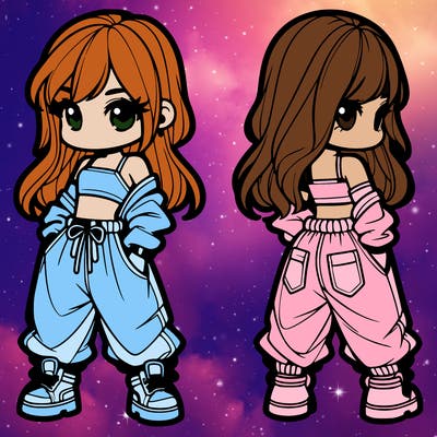 girl in crop top and baggy pants