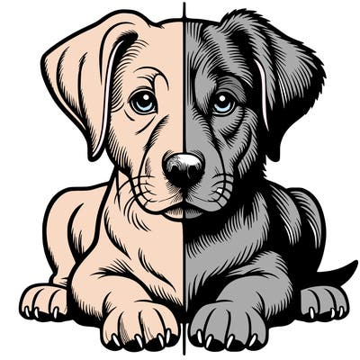 realistic dog split picture