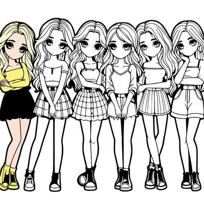 a group of girls realistic