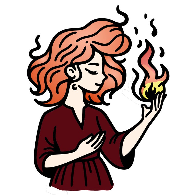 woman with fire