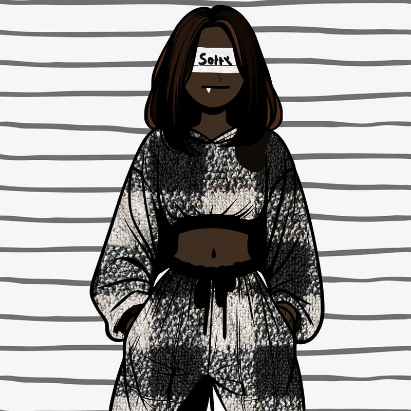 realistic girl faceless with baggy pants and a crop top