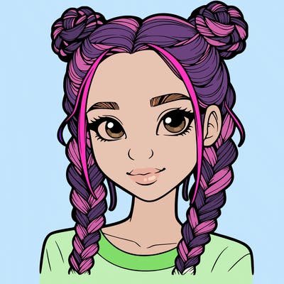 realistic girl with braids