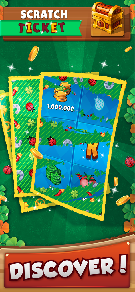 In-game scratch ticket feature in Scopa showing virtual coins and prize rewards