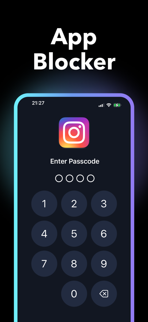 Écran de code d'accès numérique pour verrouiller Instagram afin d'améliorer la concentration et la confidentialité