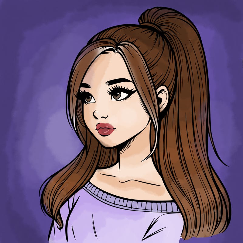 realistic girl with a high ponytail