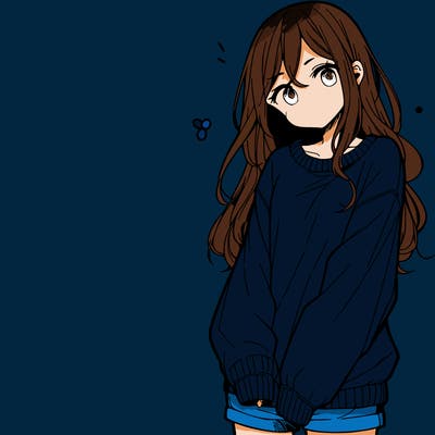 manga teen girl  in a sweater and baggy pants