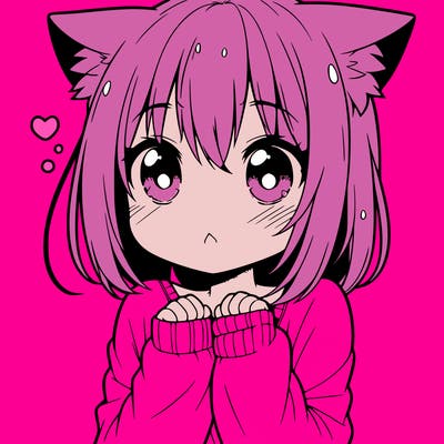shy anime catgirl