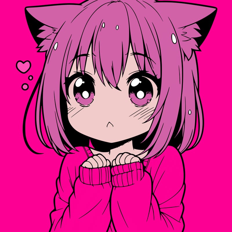 shy anime catgirl